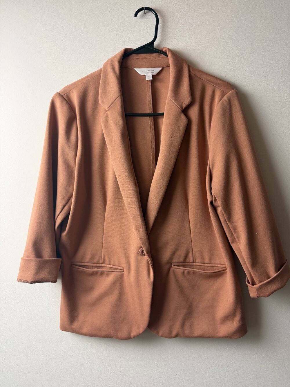 LC Lauren Conrad Pink Blazer Jacket Women's Large Rayon Business Casual Career